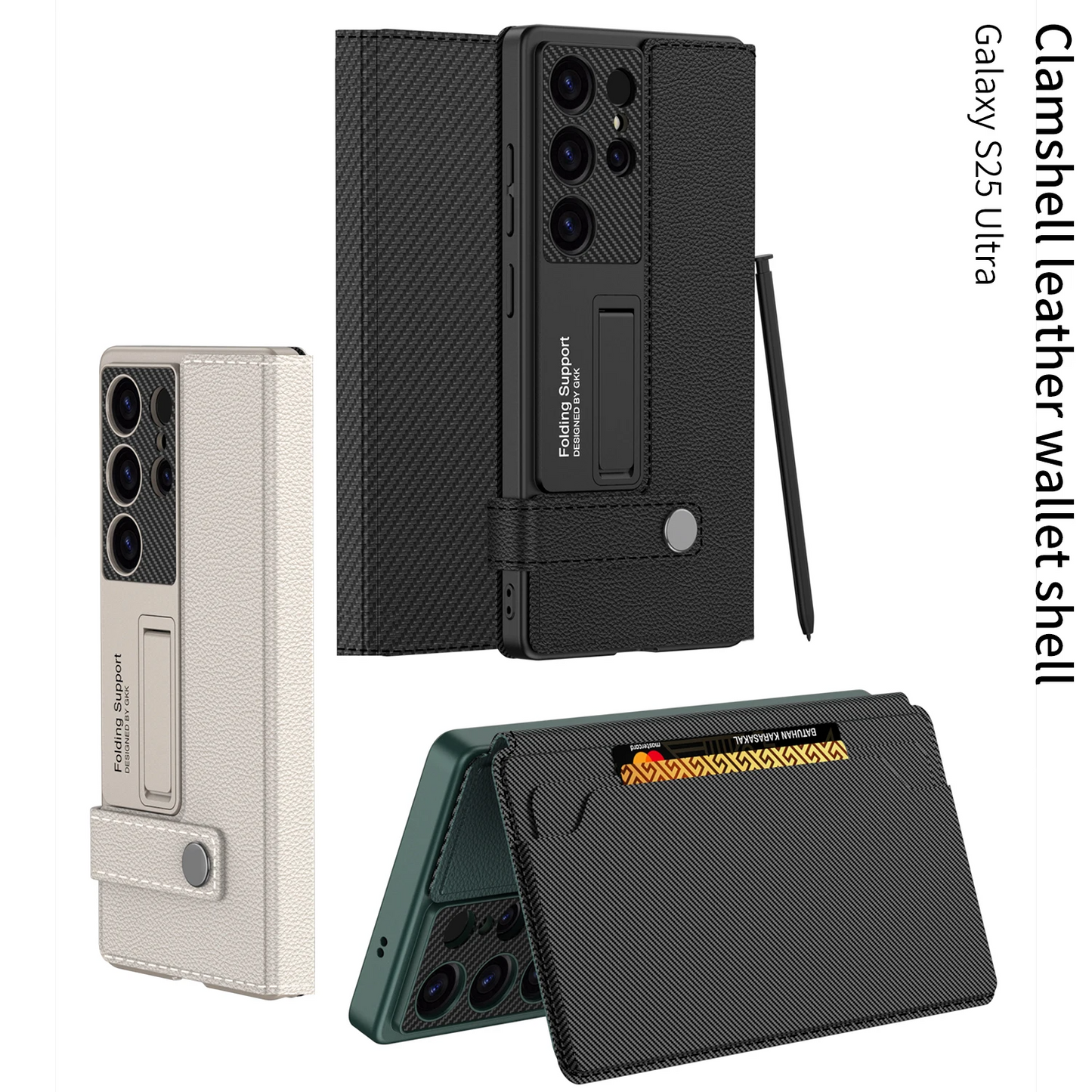 Galaxy S25 Ultra Foldable Card Holder Wallet Stand Case