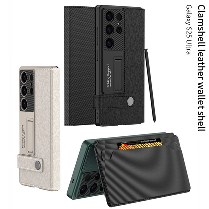 Galaxy S25 Ultra Foldable Card Holder Wallet Stand Case