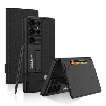 Galaxy S25 Ultra Foldable Card Holder Wallet Stand Case