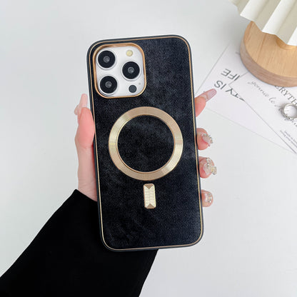 Lavish Denim Textured Bling MagSafe Case - iPhone