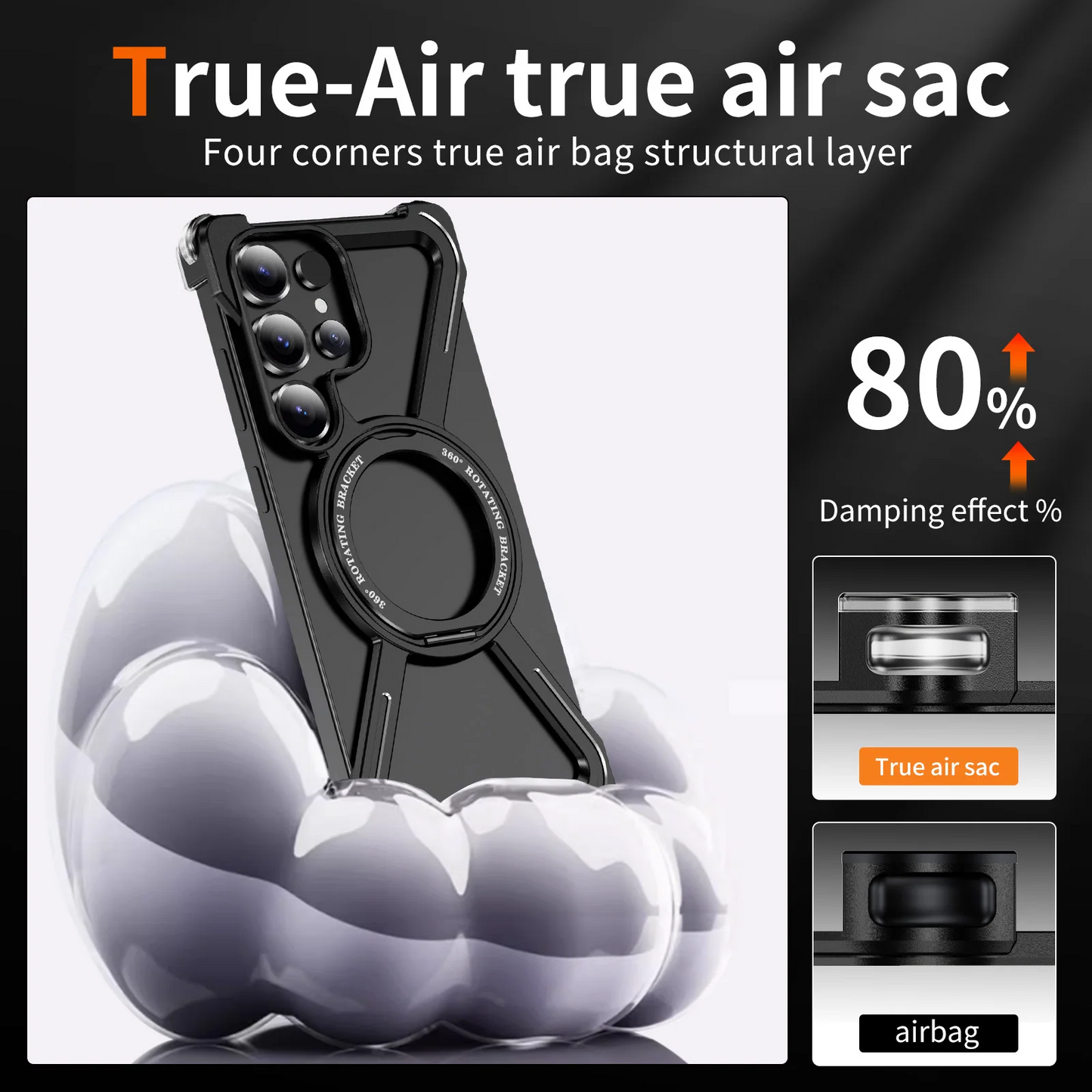 Galaxy S25 Ultra Titan Shield Rotating Ring Stand Case