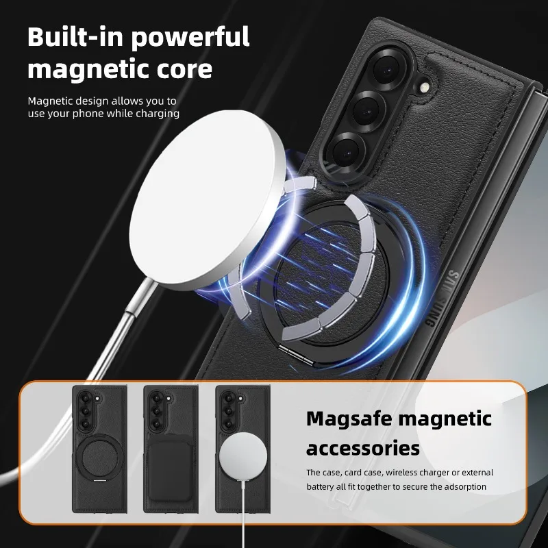 Galaxy Z Fold Series Magnetic Ring Armor Kickstand Case