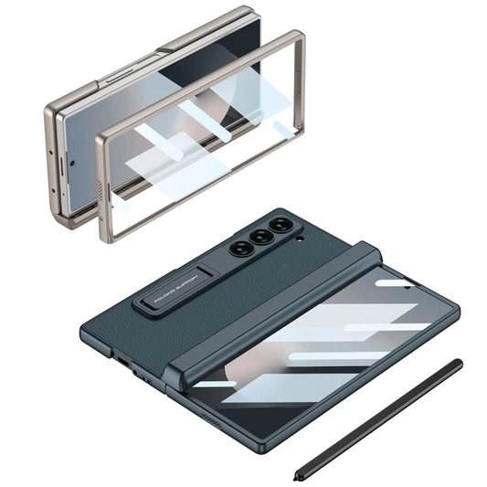 Galaxy Z Fold Series Leather Hinge Stand Case