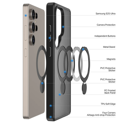 Matte Metal Stand Magnetic Transparent Case -Samsung