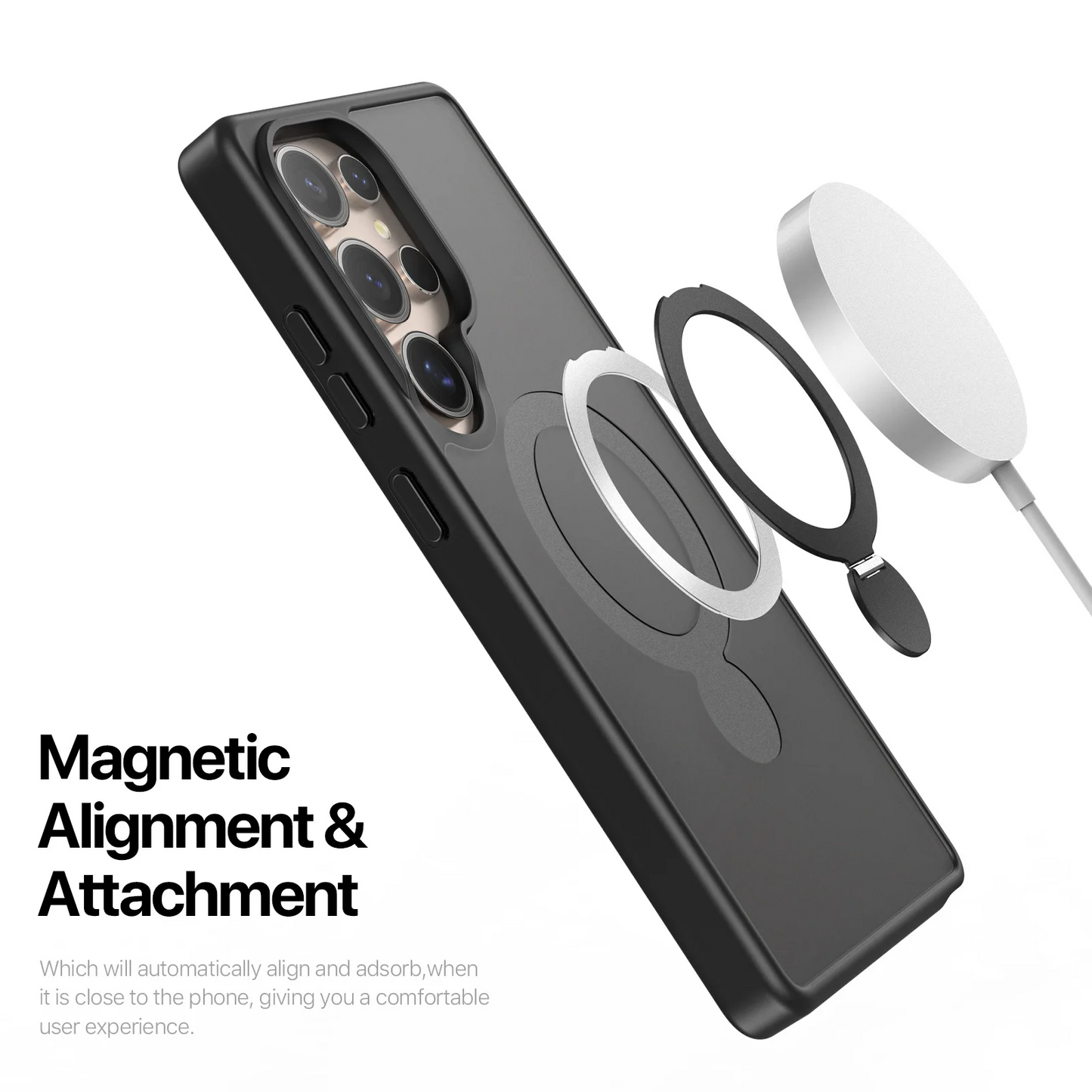 Matte Metal Stand Magnetic Transparent Case -Samsung