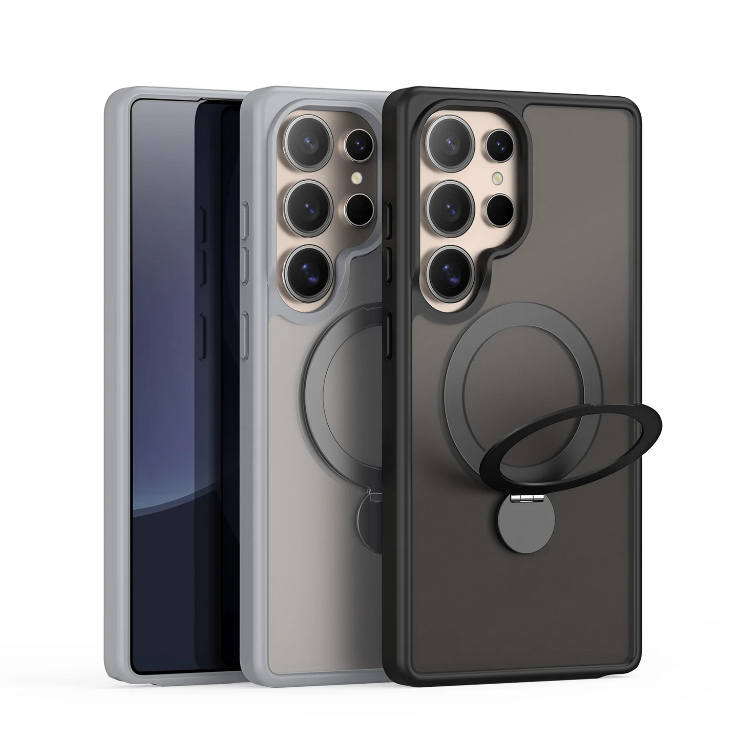 Matte Metal Stand Magnetic Transparent Case -Samsung