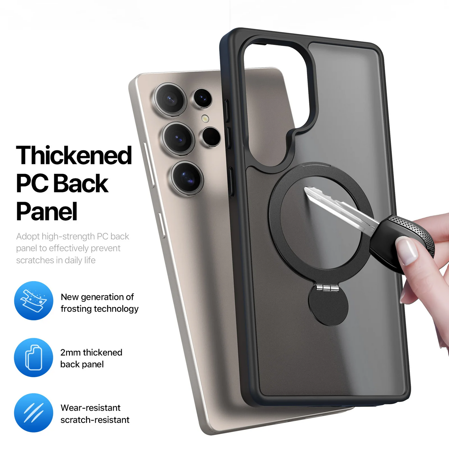 Matte Metal Stand Magnetic Transparent Case -Samsung