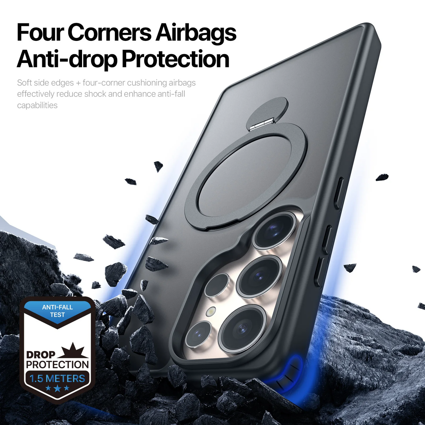 Matte Metal Stand Magnetic Transparent Case -Samsung