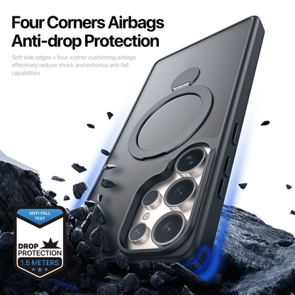 Matte Metal Stand Magnetic Transparent Case -Samsung