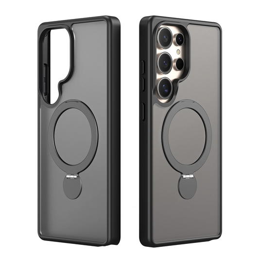 Matte Metal Stand Magnetic Transparent Case -Samsung