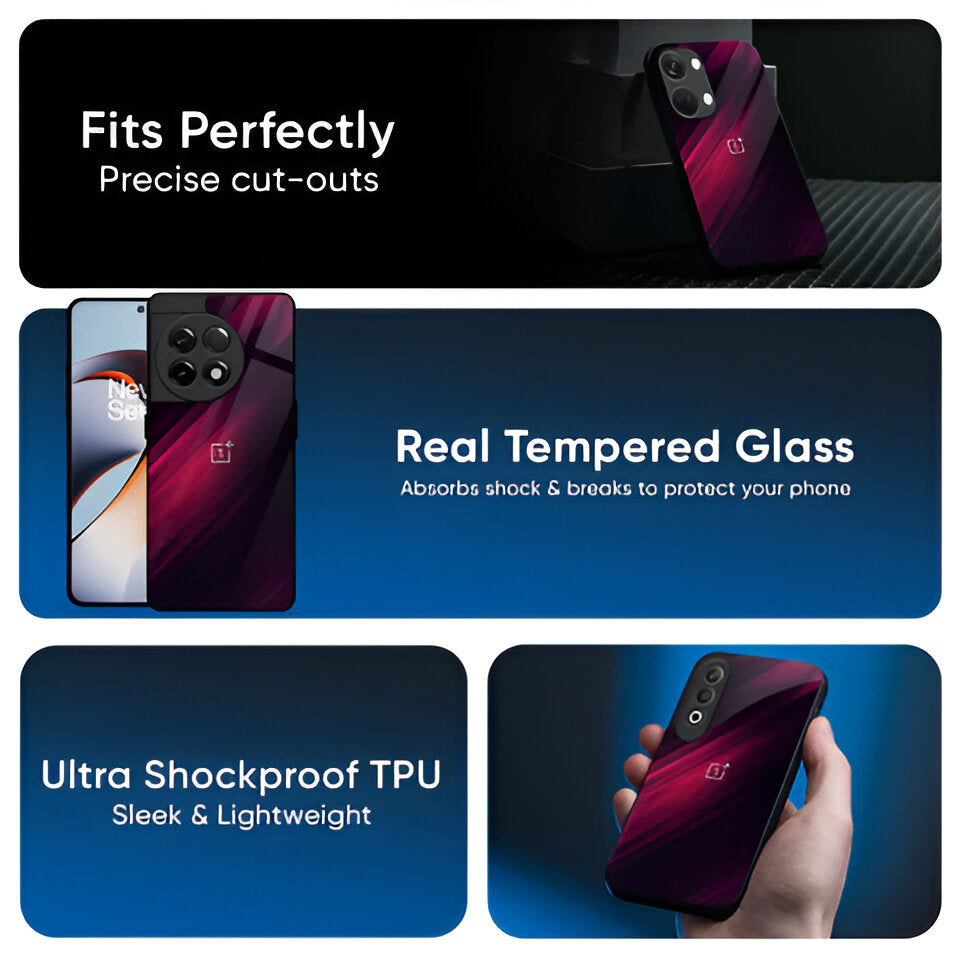 Premium Razor Black Glass Case - OnePlus