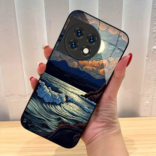 Elegant Wave & Cloud Sea Glass Case - OnePlus
