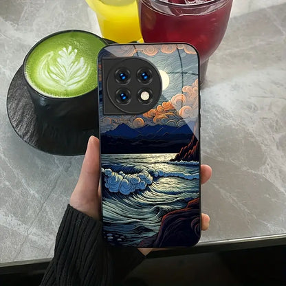 Elegant Wave & Cloud Sea Glass Case - OnePlus