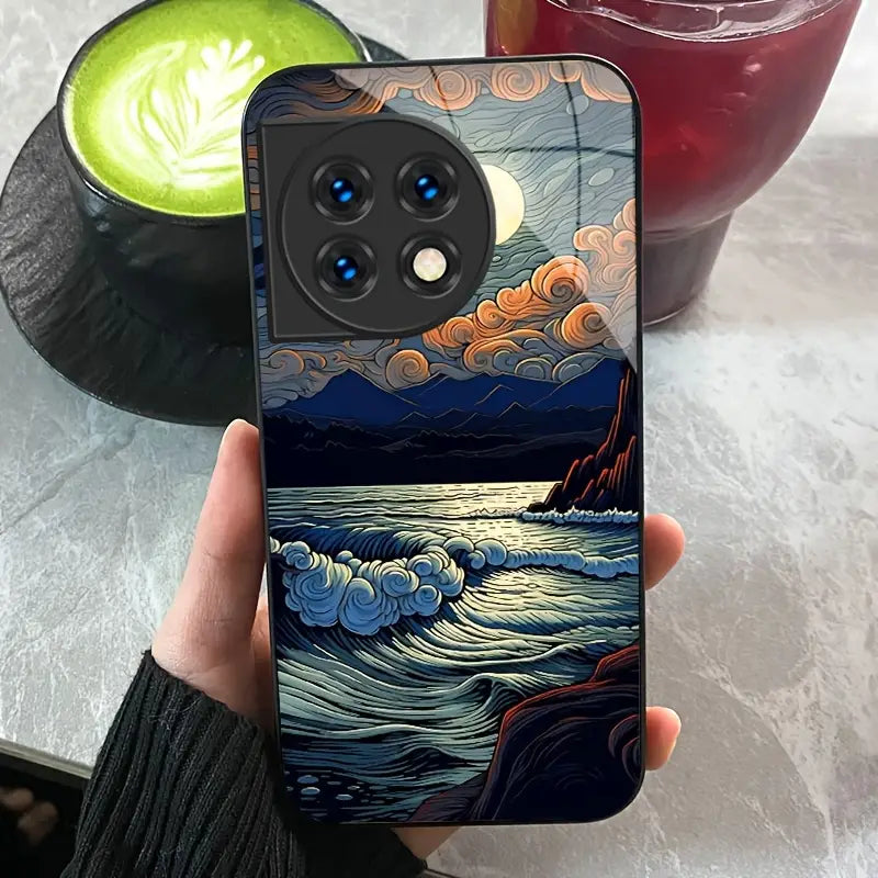 Elegant Wave & Cloud Sea Glass Case - OnePlus