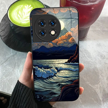 Elegant Wave & Cloud Sea Glass Case - OnePlus
