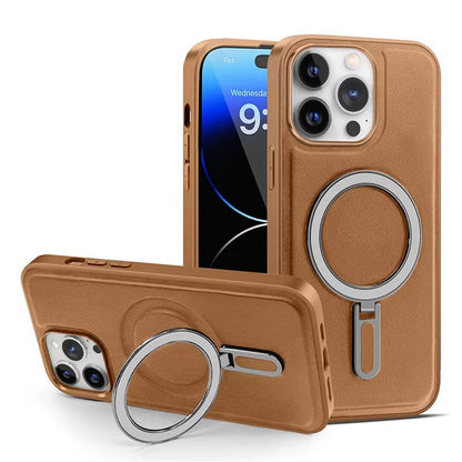 Sleek Urban Leather MagSafe Ring Case - iPhone