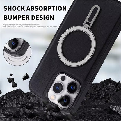 Sleek Urban Leather MagSafe Ring Case - iPhone