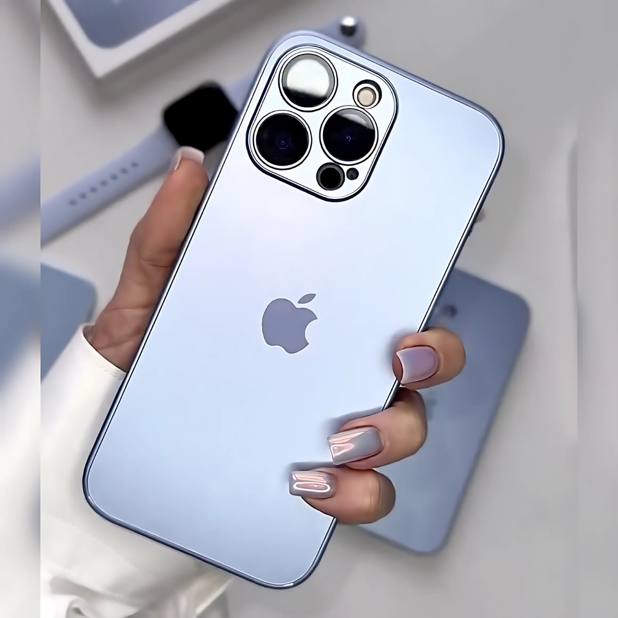 iPhone 16 Series Matte Glass Camera Lens Shell Case