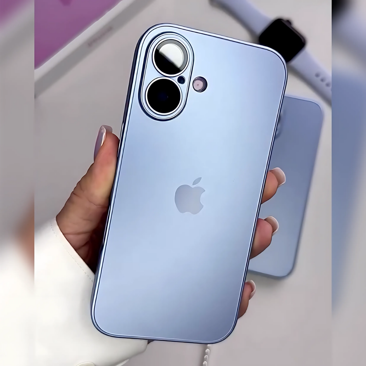 iPhone 16 Series Matte Glass Camera Lens Shell Case