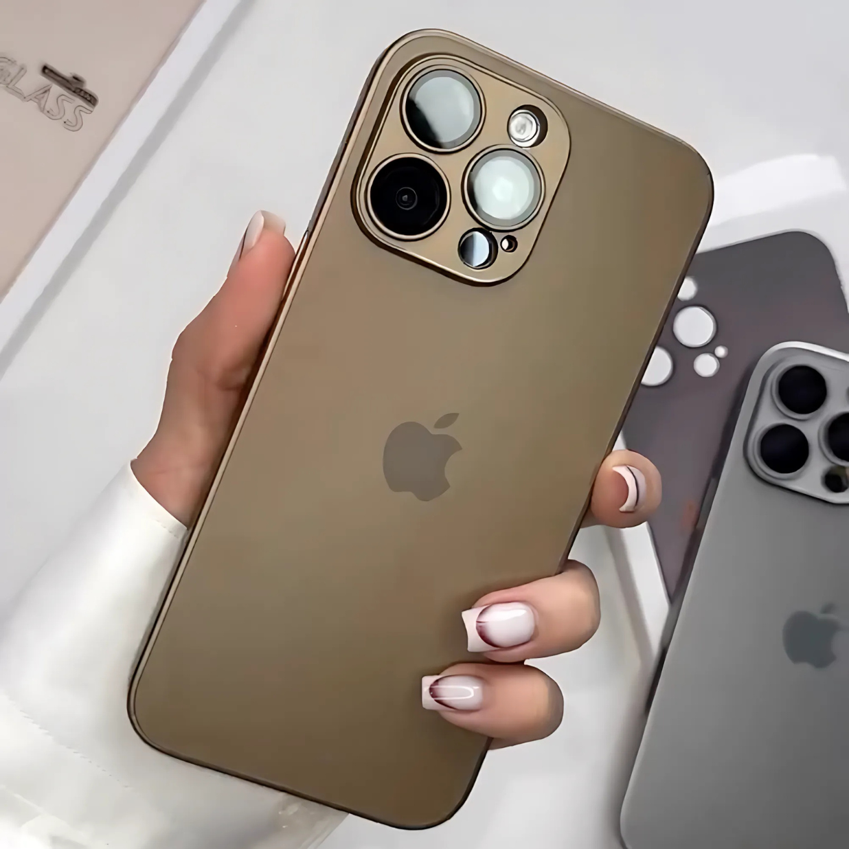 iPhone 16 Series Matte Glass Camera Lens Shell Case