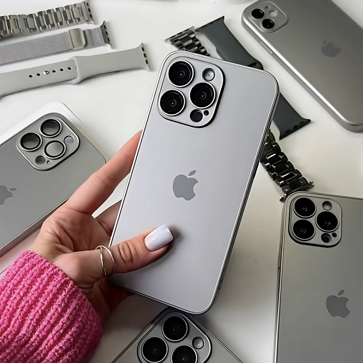iPhone 16 Series Matte Glass Camera Lens Shell Case