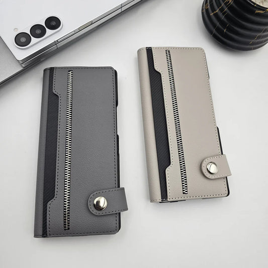 Galaxy Z Fold 6 Luxurious MagSafe Grip Wallet Case