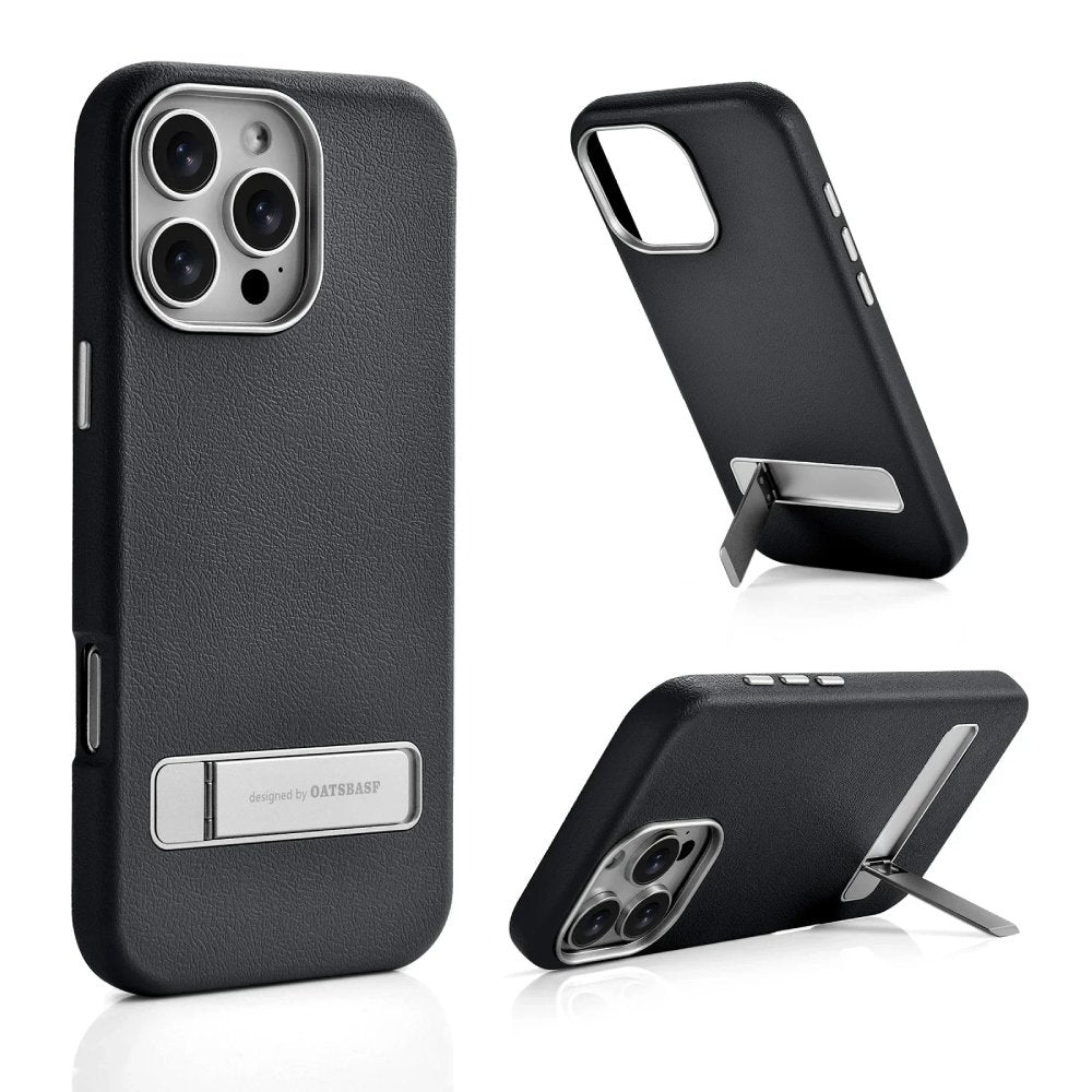 Obsidian Leather MagSafe Kickstand Case - iPhone
