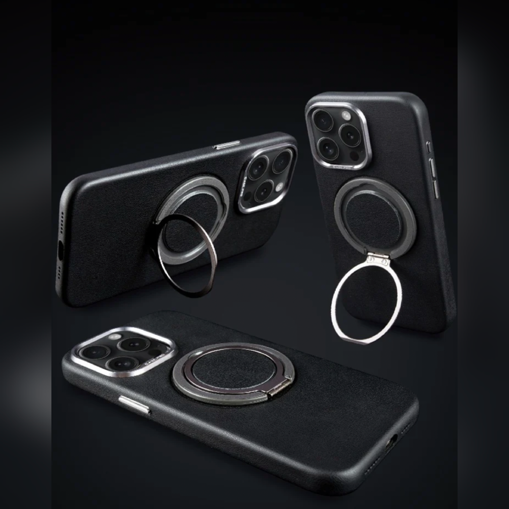 MagnaGuard Leather Rotating Ring Case - iPhone