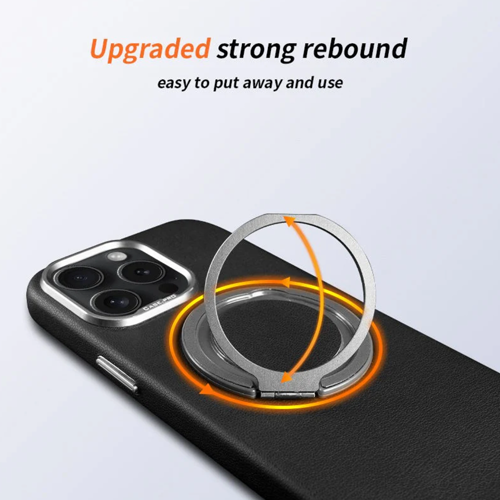 MagnaGuard Leather Rotating Ring Case - iPhone