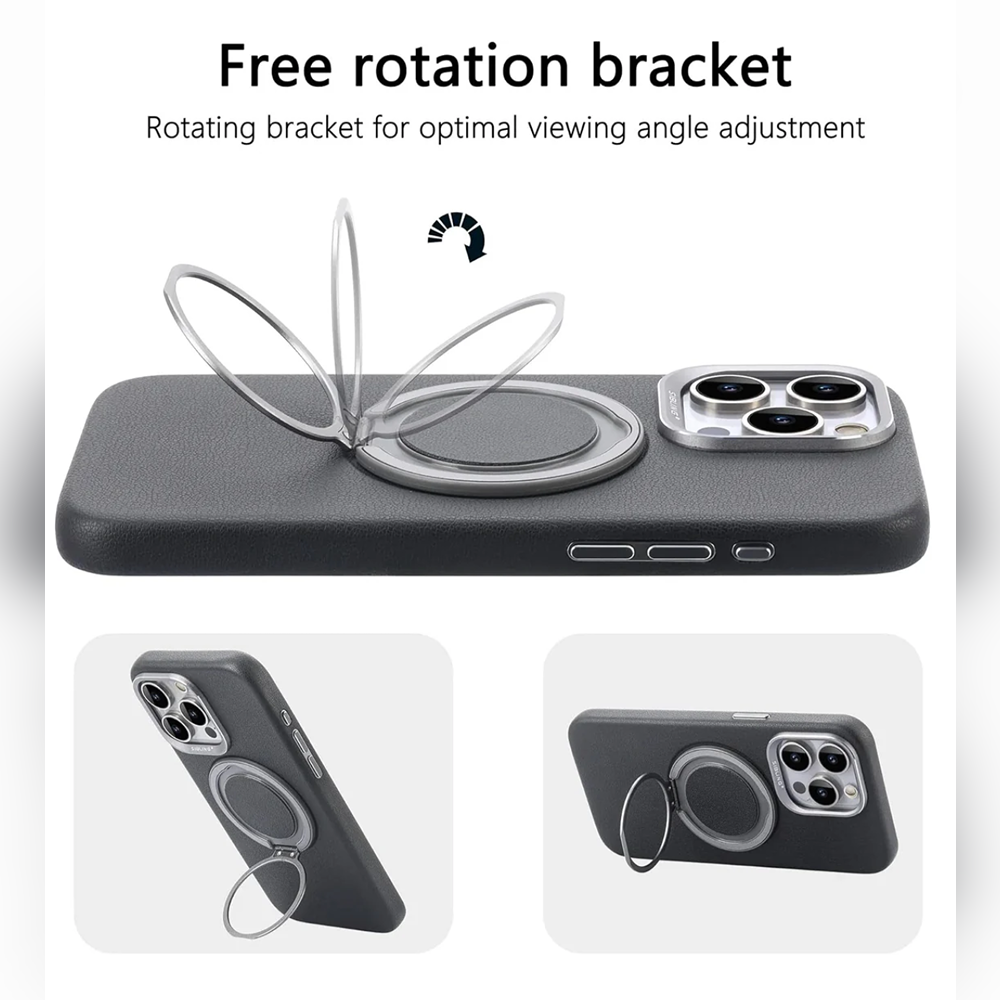 MagnaGuard Leather Rotating Ring Case - iPhone