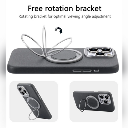 MagnaGuard Leather Rotating Ring Case - iPhone