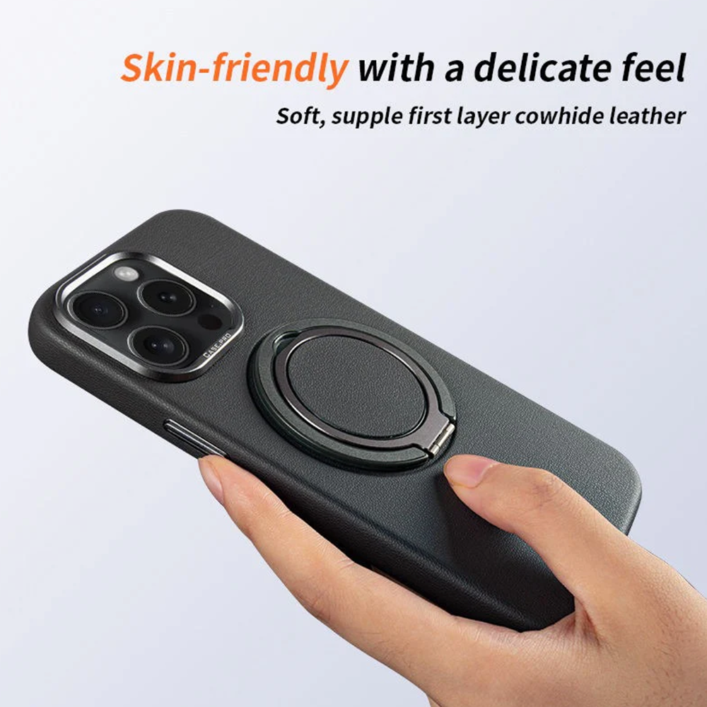 MagnaGuard Leather Rotating Ring Case - iPhone