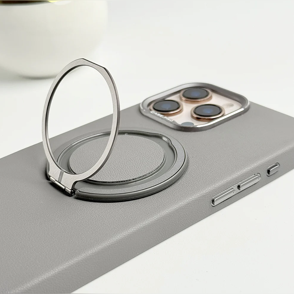 MagnaGuard Leather Rotating Ring Case - iPhone
