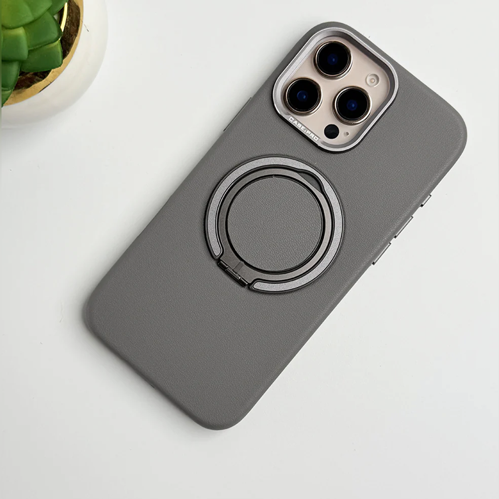 MagnaGuard Leather Rotating Ring Case - iPhone