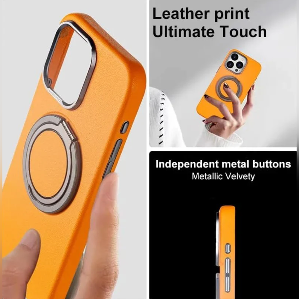 MagnaGuard Leather Rotating Ring Case - iPhone