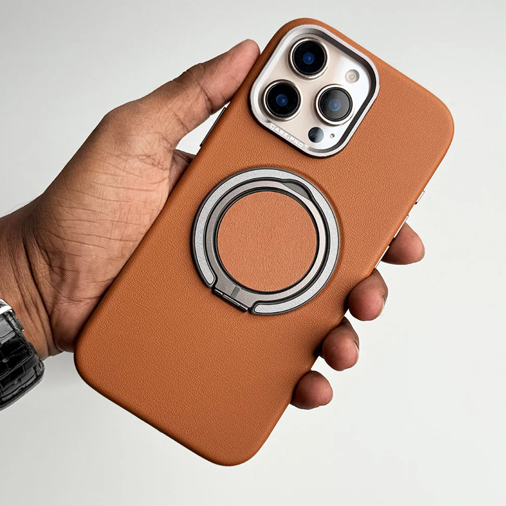 MagnaGuard Leather Rotating Ring Case - iPhone