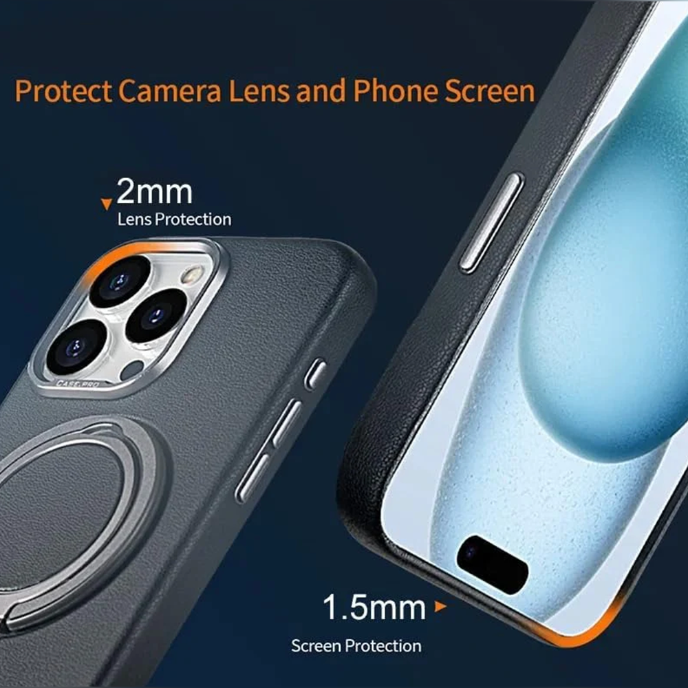 MagnaGuard Leather Rotating Ring Case - iPhone