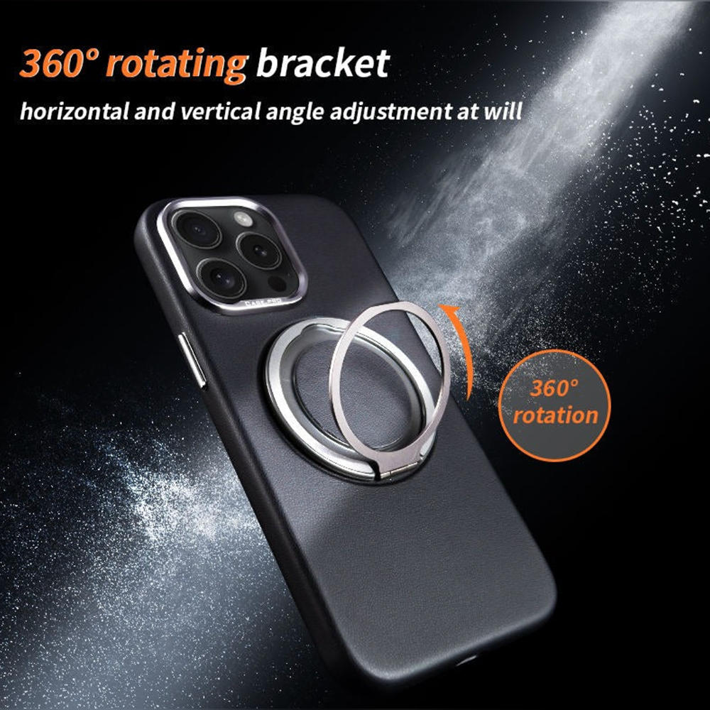 MagnaGuard Leather Rotating Ring Case - iPhone