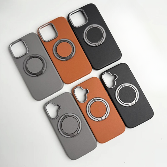MagnaGuard Leather Rotating Ring Case - iPhone