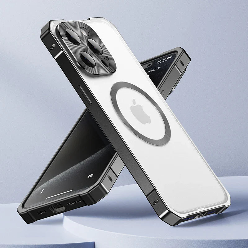 Frosted Translucent Metal Frame Case - iPhone