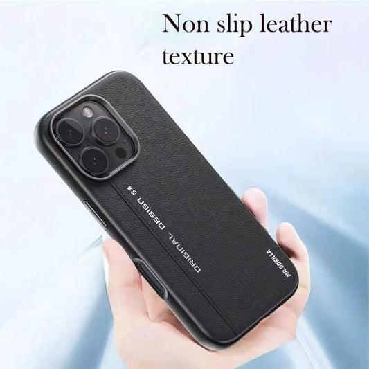 Luxurious Leather Magnetic Armor Case - iPhone