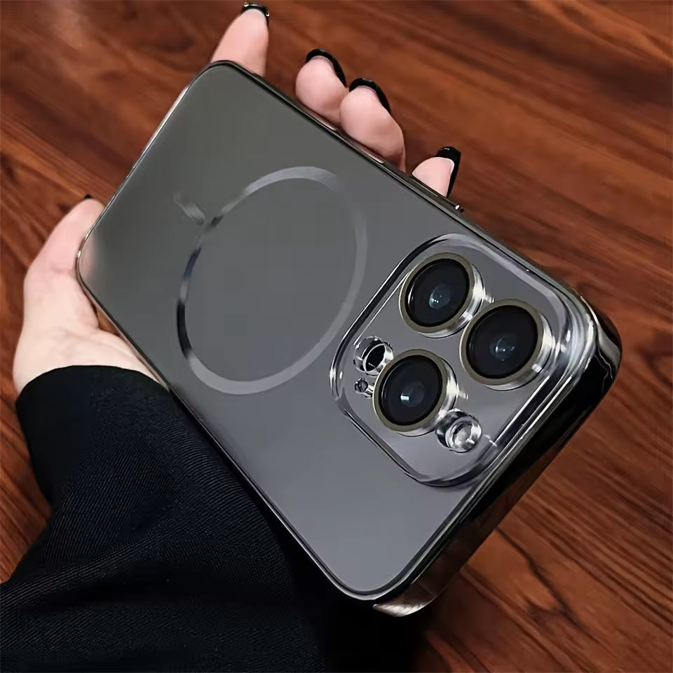 Luxury Magnetic Matte Plating Frame Case - iPhone