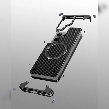 Galaxy S25 Ultra Metal Pivot Magnetic Stand Leather Case