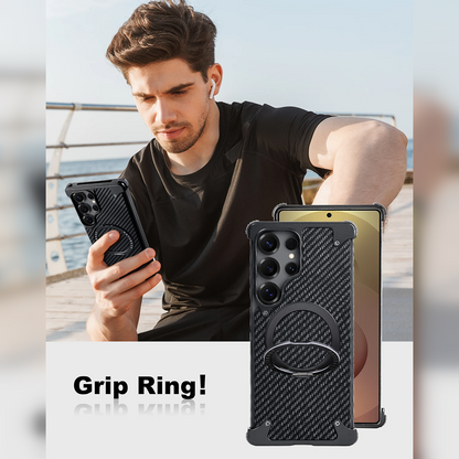 Galaxy S25 Ultra Metal Pivot Magnetic Stand Leather Case