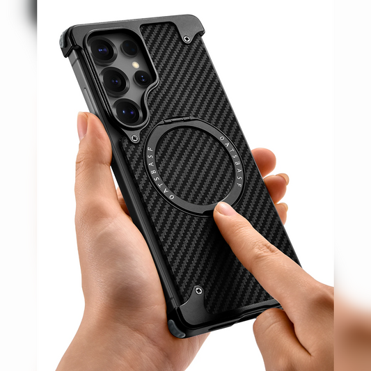 Galaxy S25 Ultra Metal Pivot Magnetic Stand Leather Case
