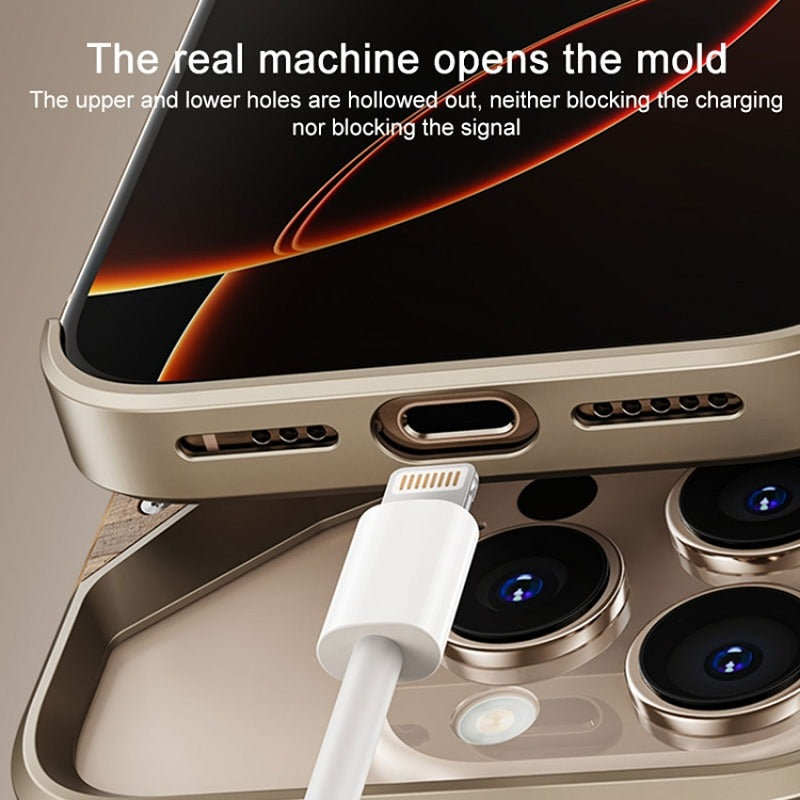 Exquisite Alloy Solid Wood Shield Case - iPhone