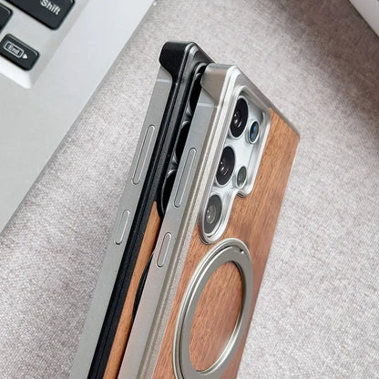 Exquisite Wood Metal Hybrid Stand Case - Samsung