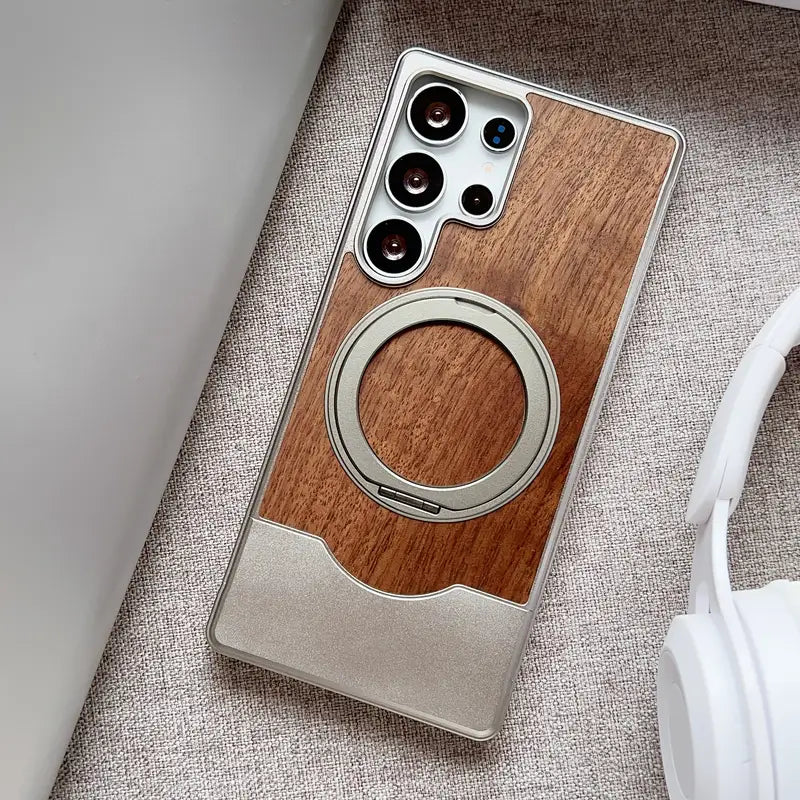 Exquisite Wood Metal Hybrid Stand Case - Samsung
