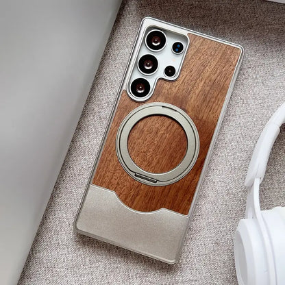 Exquisite Wood Metal Hybrid Stand Case - Samsung