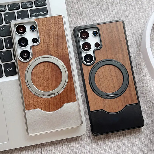 Exquisite Wood Metal Hybrid Stand Case - Samsung